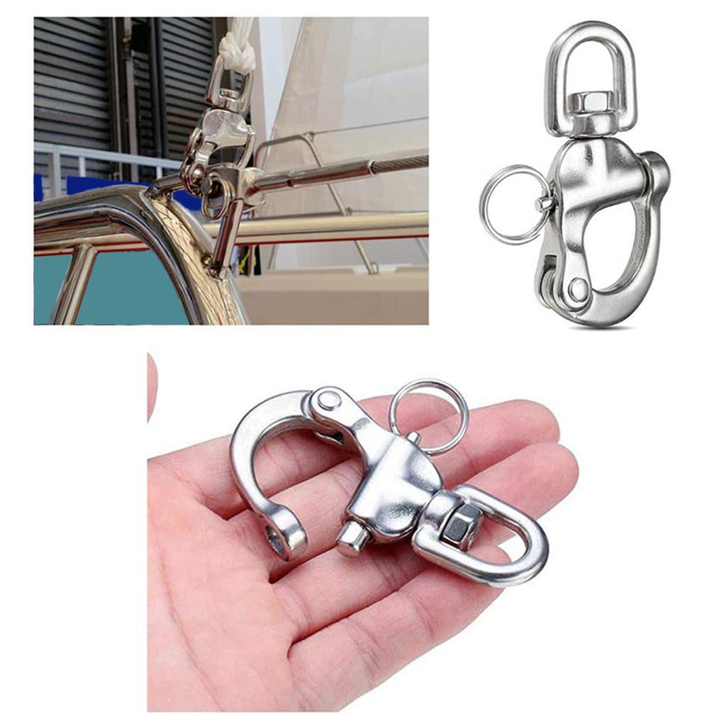 Snap Shackle 316 Stainless Steel Swivel Shackle Sailing Halyards Quick Release Snap Hook Boat Shackles Sailboat Hardware