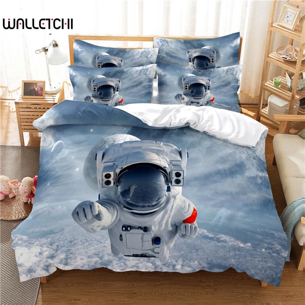 

Astronaut Bedding Set, 3Pcs Duvet Cover Set, Soft Comfortable Breathable Duvet Cover, For Bedroom Guest Room Decor EU single(135x200cm)