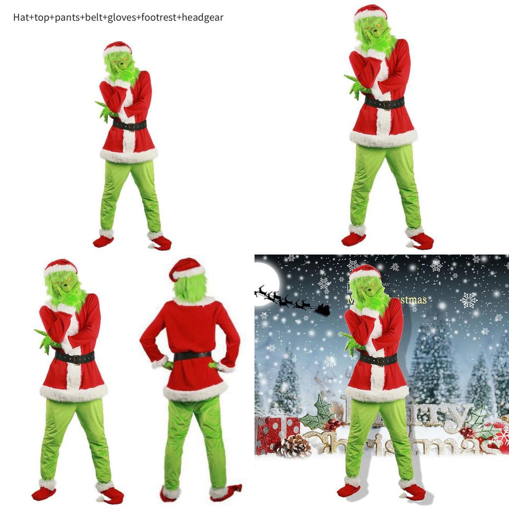 Halloween And Christmas Grinch Stole Christ Cosplay Costume Accessory Set For Party Wear