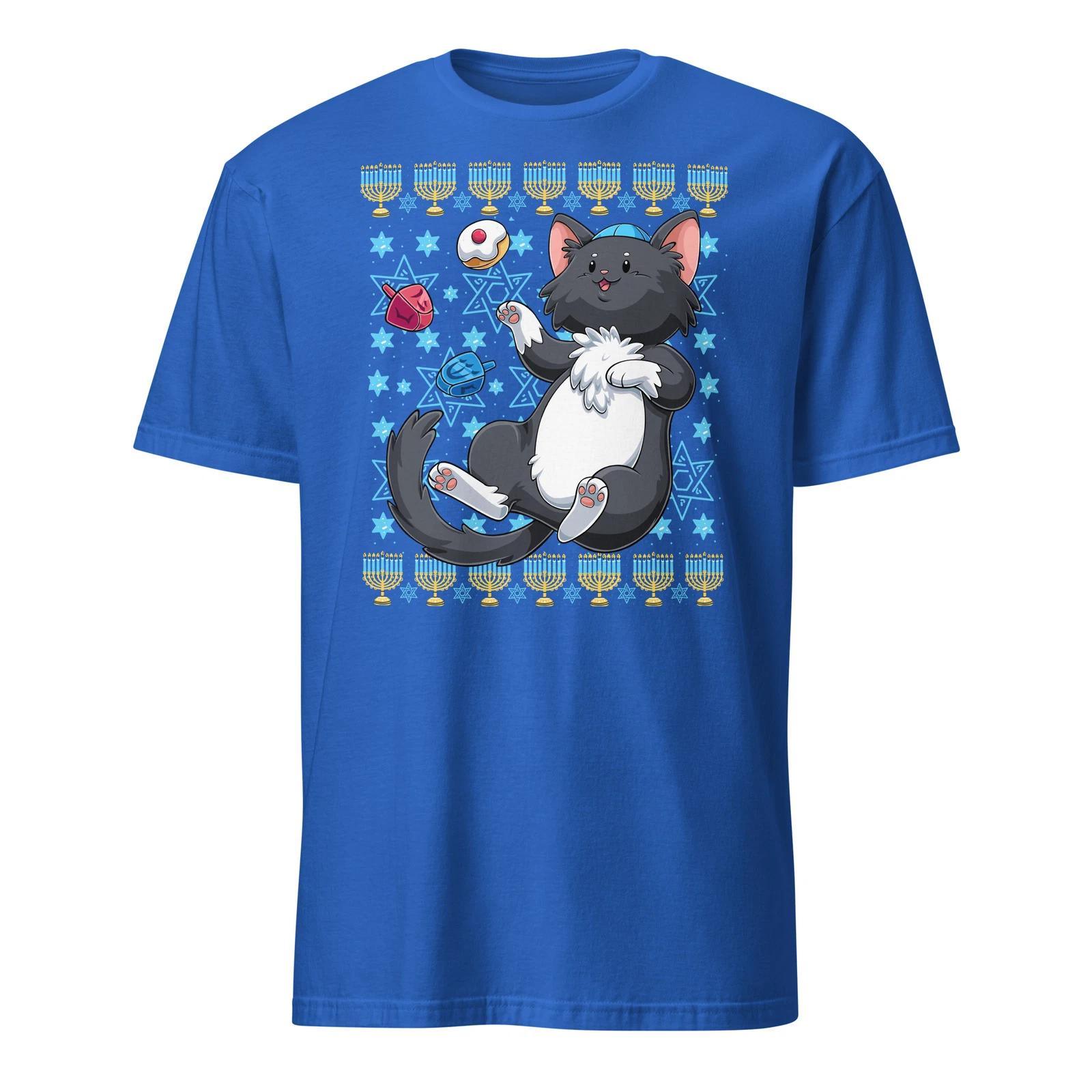 Hanukkah Cat Shirt Jewish Dreidel Chanukah Menorah Cat T-Shirt Size S-3XL Gift 3XL
