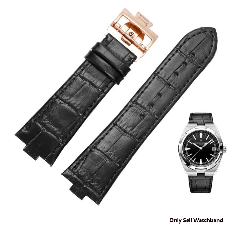 25*8Echtes Leder Uhrenarmband für Vacheron Constantin OVERSEAS Serie 4500V 5500V P47040 Edelstahl Schließe Herren Uhrenarmband