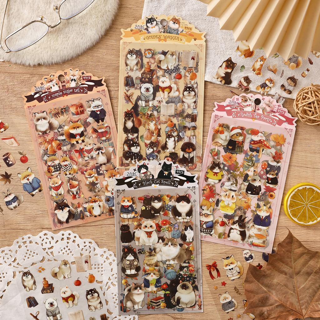 Kawaii Plush Story 4 Sheets Sticky Notes Pack Cute Stationery Stickers for Planner Diary Scrapbook Decorative Aesthetic Stickers