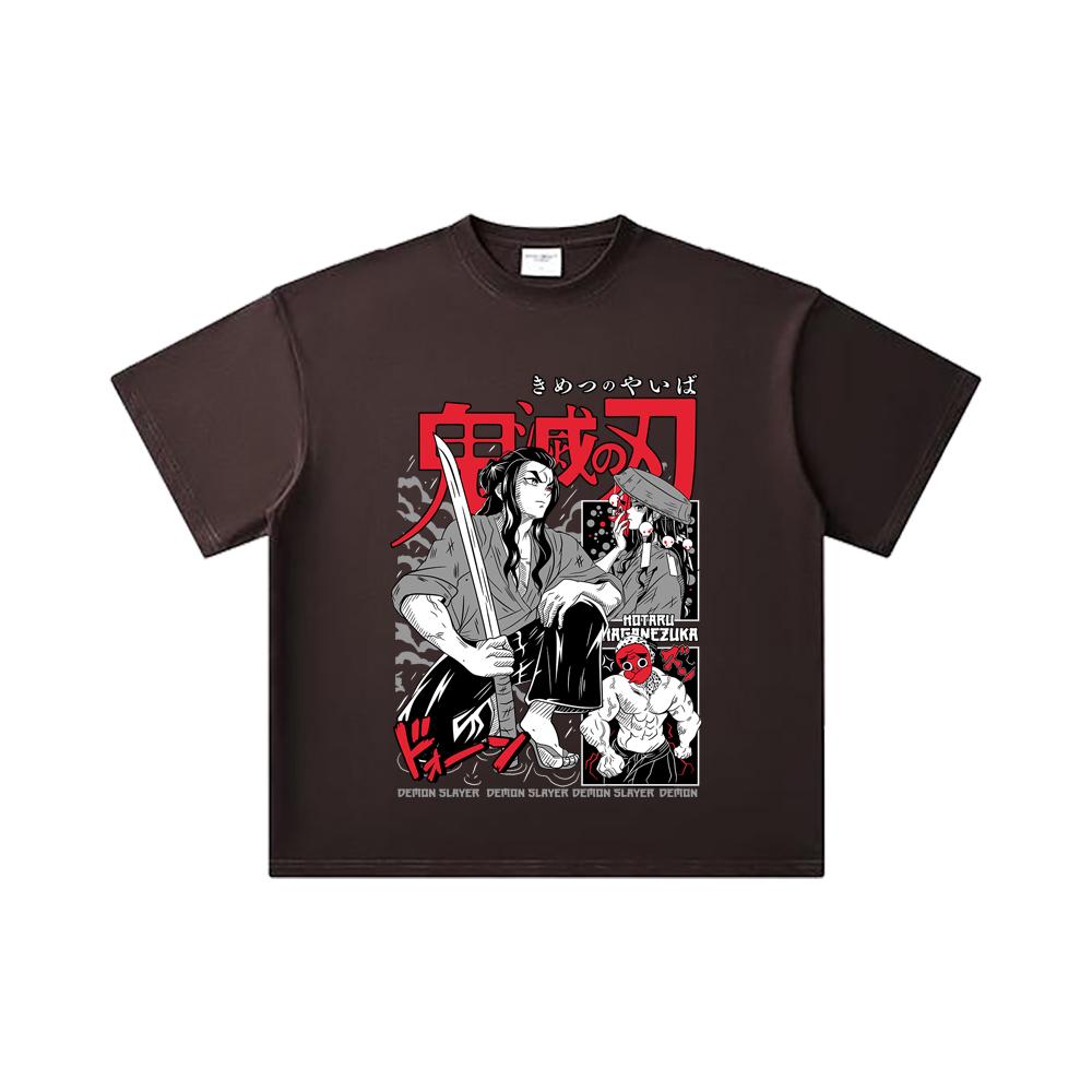 260 GSM Doppelgarn 32er Zählart 100% Baumwolle Demon Slayer V94 Haganezuka Druck Unisex Schweres Baumwoll-T-Shirt