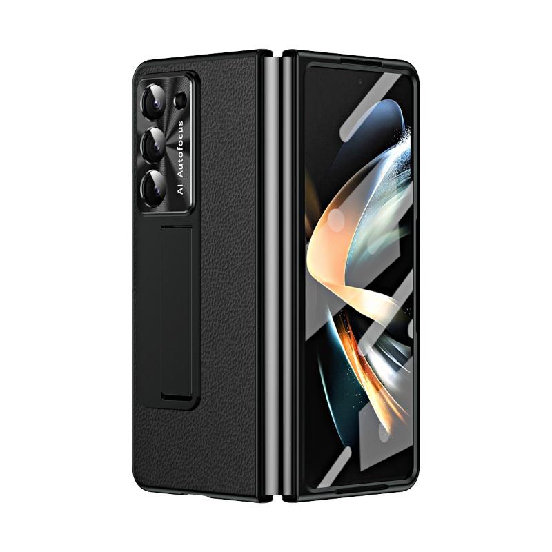 Electroplating Clemence Metal Stand Phone Case for Samsung Galaxy Z Fold 6 5 4 3 Fold6 Fold5 Fold4 Fold3 with Kickstand Holder Protective Cover