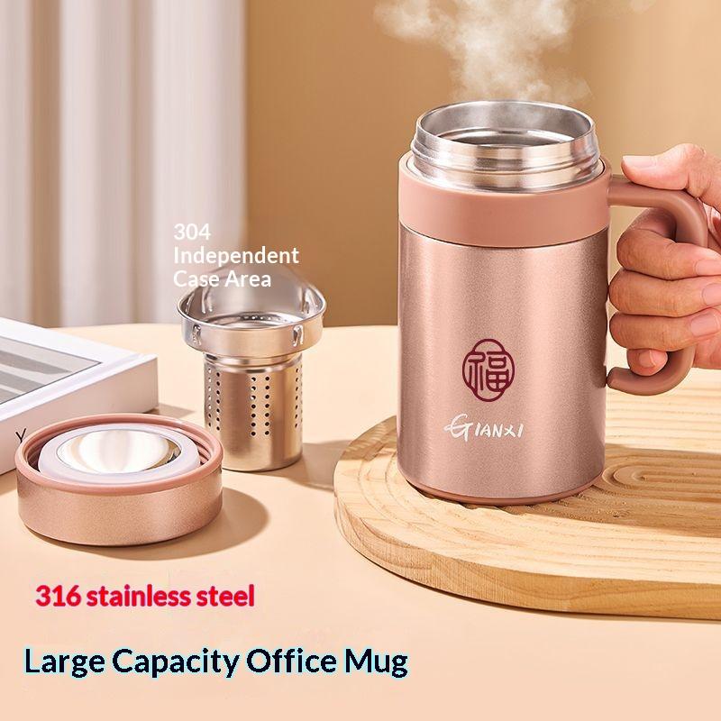 Gianxi Men'S And Women'S Tea Cups With Handles Men'S Cups With Handles 304 Stainless Steel Large Capacity Insulation