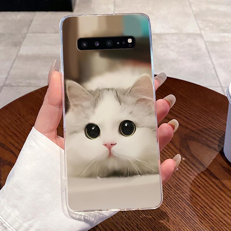 Casing For Samsung Galaxy S10 5G 6.7" SM-G977U G977N G977B Case Aesthetic Fashion Cute Cat Transparent Soft Silicone Back Cover