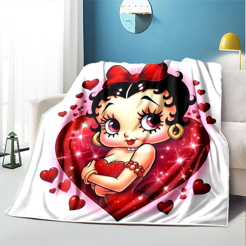 Betty Boop Pattern Blanket for Home Decoration, Bed, Sofa, Car Travel, Camping, Suitable for All Seasons, Birthday Christmas Gift