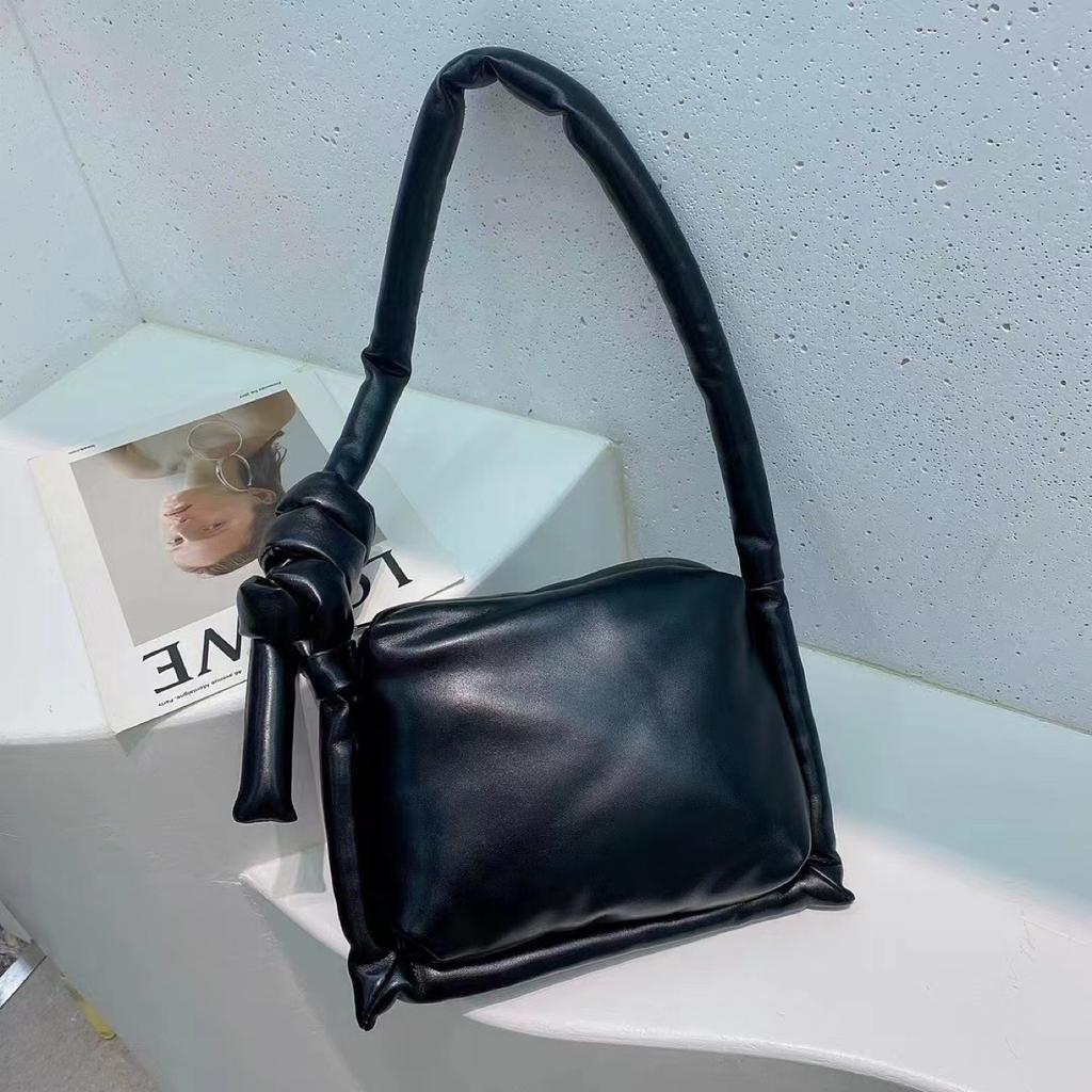 Han Nier, Foreign Style, Japanese And Korean Bag, Soft Leather, Retro Tied Knot Texture, Small Square Bag Diagonal