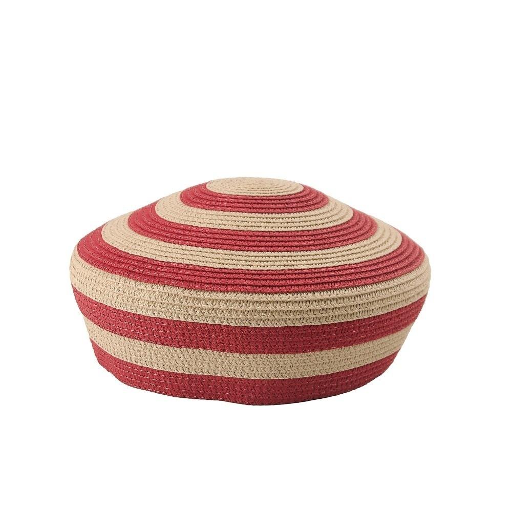 Color Block Straw Top Hat Striped Pattern Sun Hat Brim Hat Dome Cap Beach Vacation