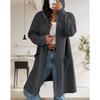 Dames Strandet Mønstret Hette Midilengde Trenchcoat Jakke Cardigan