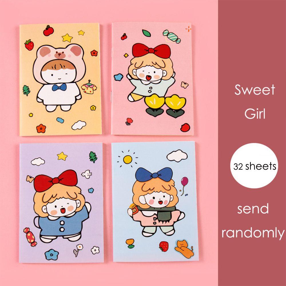 Small Diary Portable Steno Cartoon Astronaut Bear Peach Patterns Cute Girl Dinosaur Mini Notebook