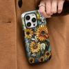 Niche Retro Style Sunflower Bee Illustration Apple 17 Mobile Phone Case iPhone13promax Double Protective Case