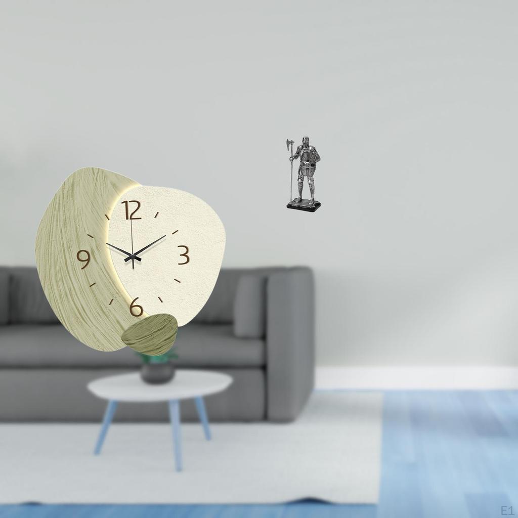 Silent Cartoon Wall Clock Knight Figurine Decorative Statue Tabletop Ornament for Kitchen Office