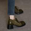 Thick Heeled Lace Up Single Shoes for Women's Spring New Style Square Toe Deep Mouth Single Shoes Thick Soled High Heels