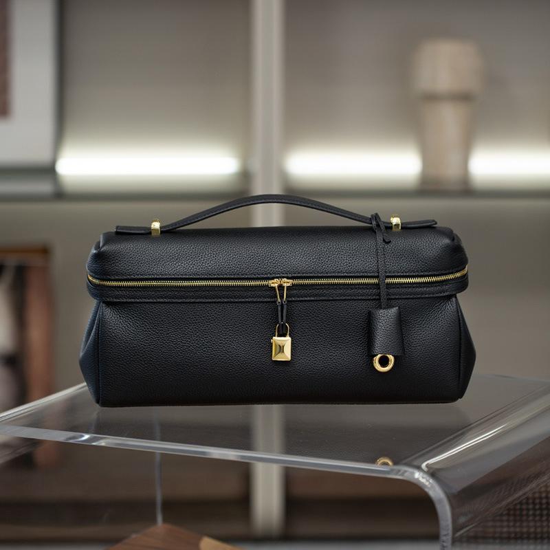 Cross-border 26 new calfskin lunch box bag old money wind leather hand carry handbag large capacity shoulder messenger bag women