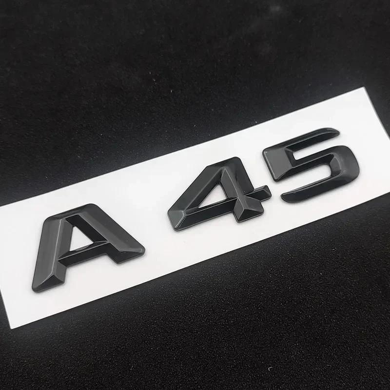 A45 Car Sticker Rear Trunk Letters Badge Emblem Chrome Black Logo 3D Stickers Auto Accessories For Mercedes A45 AMG W176 W177 14-16