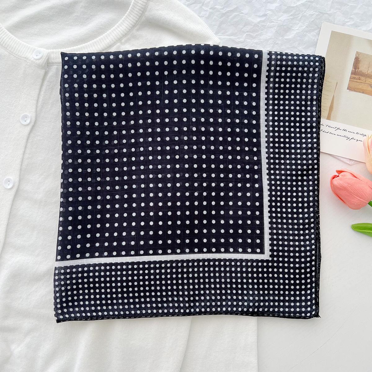 

Свежий и ретро квадратный шарф хлопок и лен маленький квадратный шарф в горошек клетчатый мягкий приятный к коже декоративный шарф фото шарф головной платок женский 58-58cm