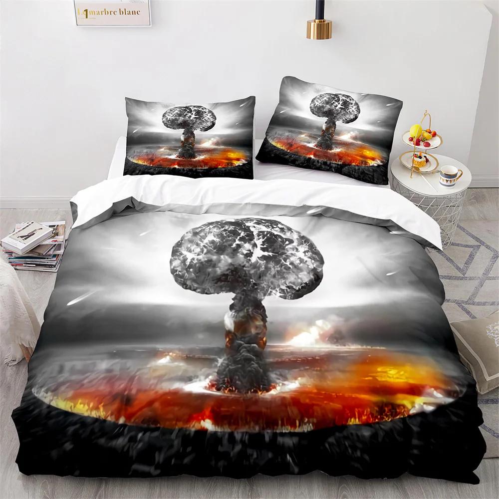 Explode Duvet Cover Orange Firework Shaped Pattern Disaster Theme King Queen Size For Kid Boy Girl Adults For Bedroom Decoration