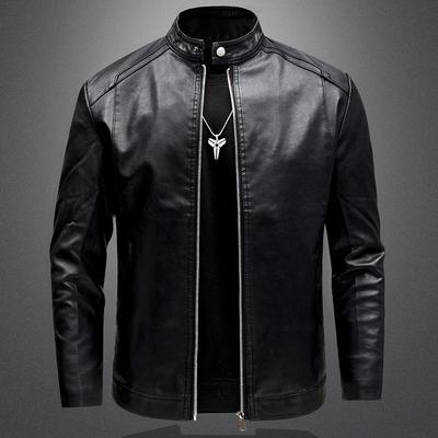 Herren Lokomotiv Lederjacke Herbst und Winter Neu Lässig Vielseitig Slim Fit Gefüttert Verdickt Übergröße Lederjacke