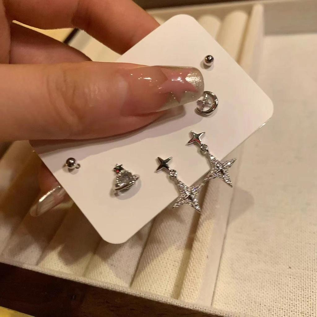 6Pcs/Set Vintage Aesthetic Crystal Butterfly Stud Earrings for Women Men Delicate Zircon Small Earrings Y2K Jewelry Accessories
