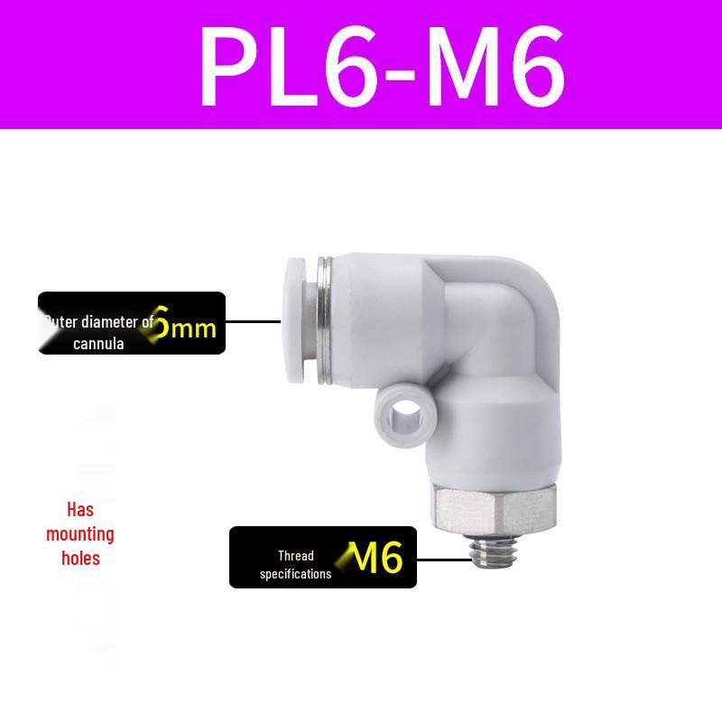 Premium White Male Thread Elbow PL8-02 Pneumatic Connector, 4-M5/6-01/10-03/12-04 Air Tube