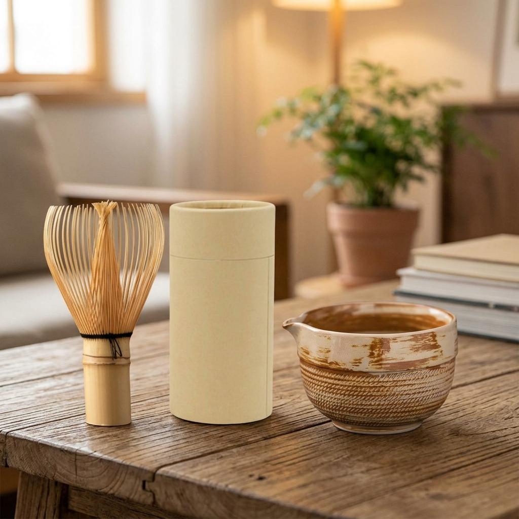 Bamboo Whisk Ceremony Matcha Bowl Spout Handmade Chasen Reusable Stirrer Textured Japanese Household