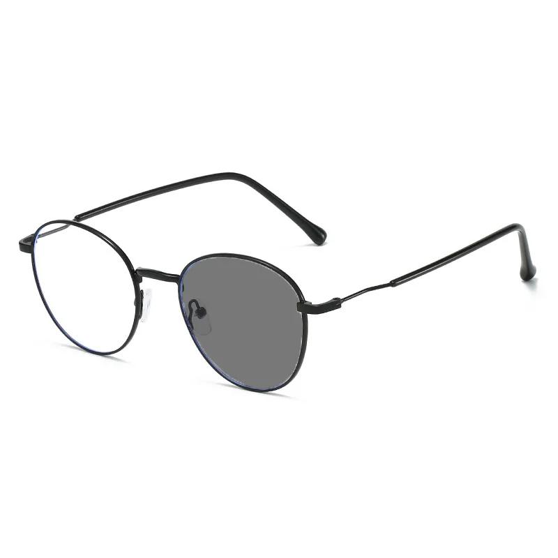 Retro Personalized Metal Round Frame Photochromic Women's Myopia Glasses Ultra Light Neutral HD Anti Blue Light Glasses