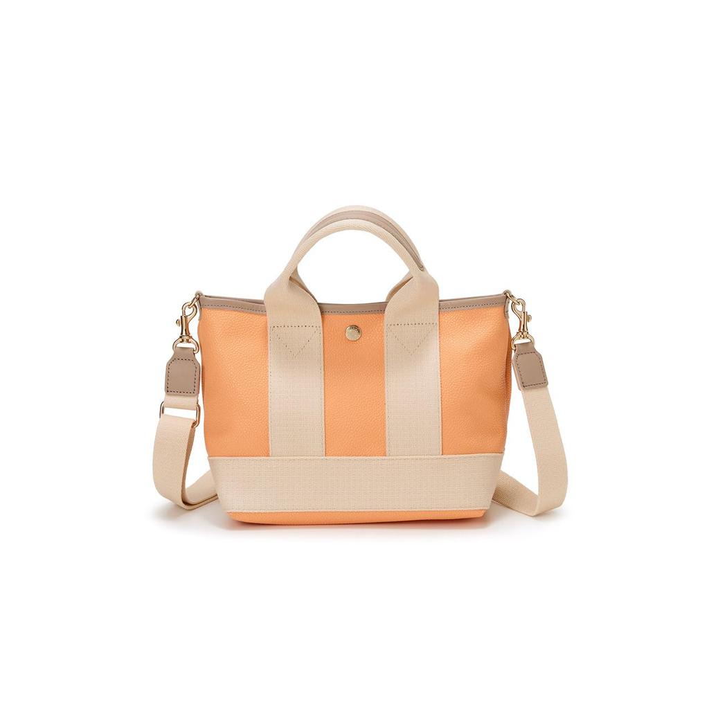 BREATH TOPKAPI Scotch Grain Neo Leather Mini Tote Bag with Shoulder Orange Strap, Small,