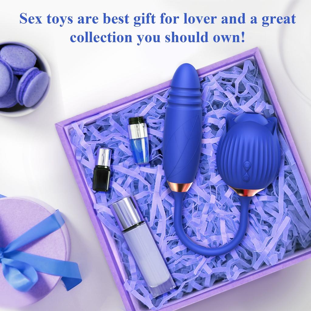 ASGE Rose Toy for Women - 2 In 1 Vibrator and Adult Sex Toys with Vibrating, G Spot Sex Accessories for Adults Couples, Red