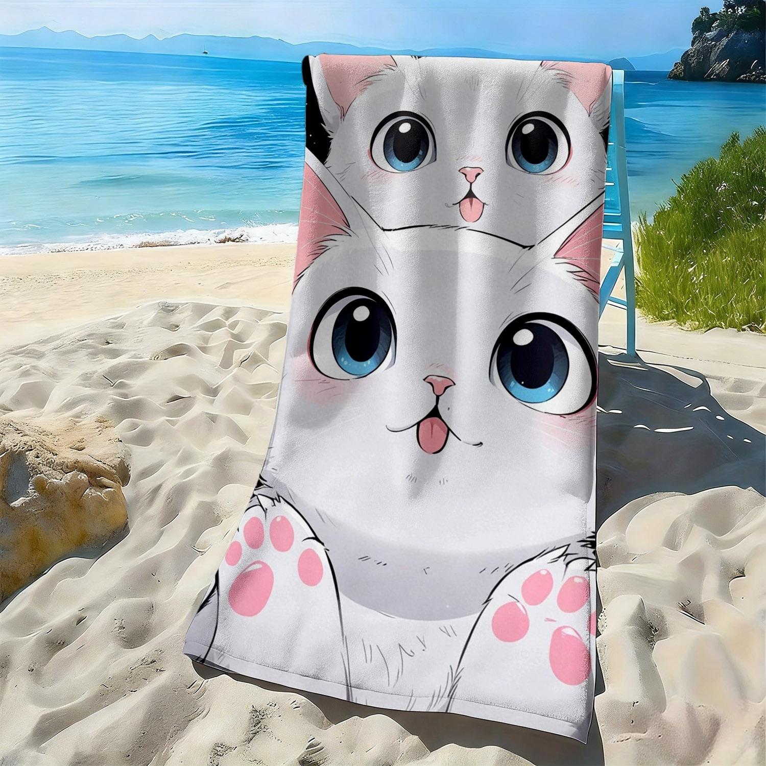 

Cartoon cat cute paw pattern polyester microfiber beach towel is highly absorbent, suitable for swimming and beach outings W40*H60(CM)