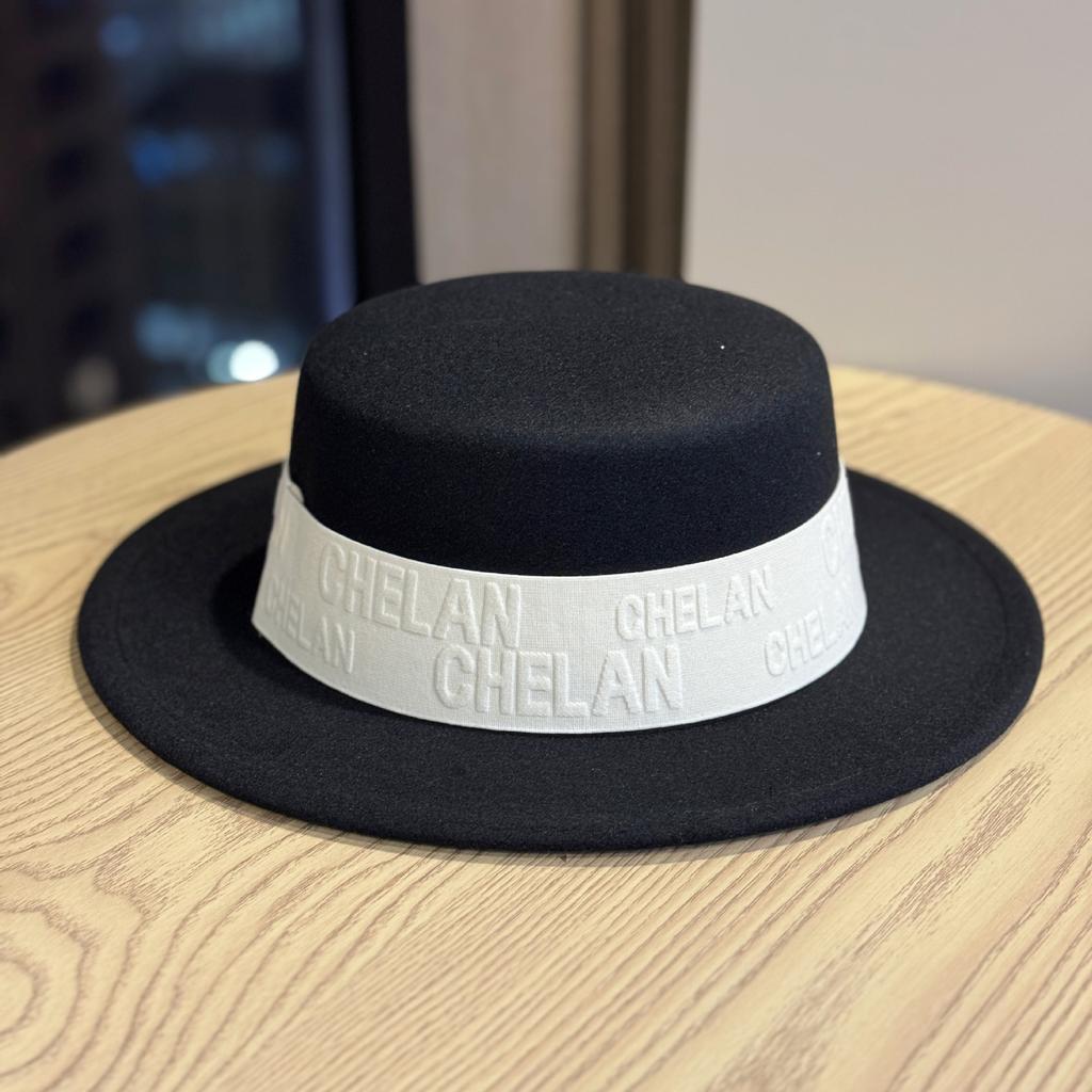 Wool Letter Hat for Women Autumn and Winter Ins Korean Style Versatile Flat Top British Style European and American Fashion Flat Brim