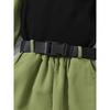 Children's Set Autumn Workwear Long Sleeve Set Color Block Ribbed Top + Long Pants Set with Belt