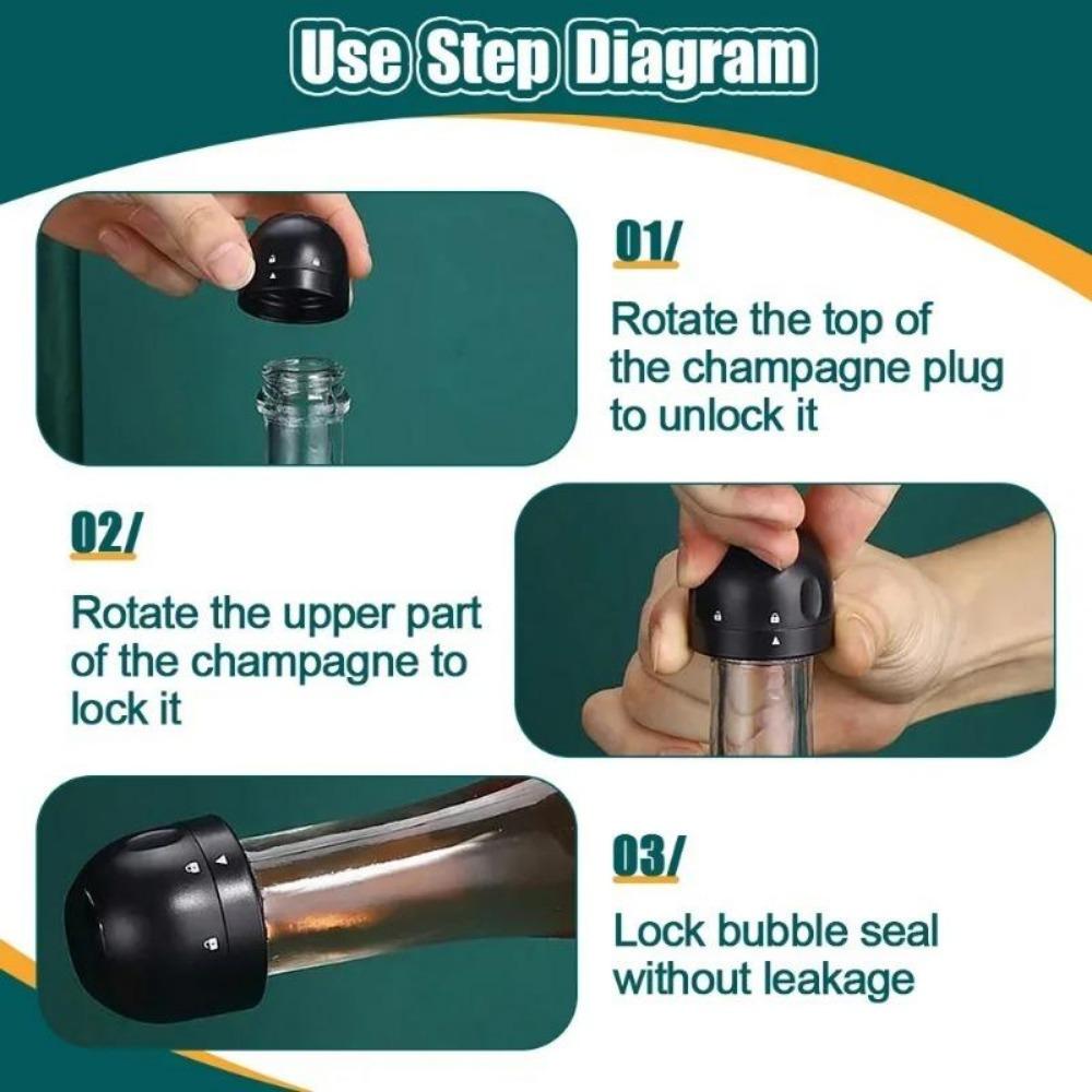 2pcs Reusable Champagne and Wine Bottle Stoppers Silicone Sealed Bottle Stopper Vacuum Retain Freshness Wine Plug Bar Tools