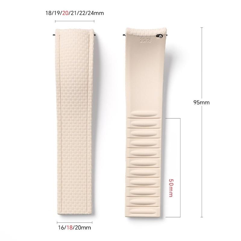 FKM Watch Band Fluoro Rubber Strap 18/19/20/21/22/24mm Quick Release Folding Clasp Cut To Size Replace Watch Bracelet for Men Women