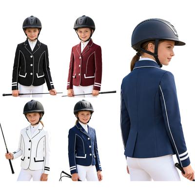 Komplette Reitermotiv-Jacke für Mädchen: Reiterblazer mit Reverskragen & Kontrastdetails für Party & Fotoshooting