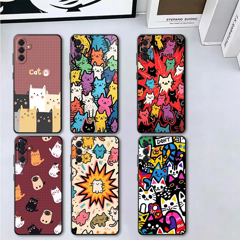 Cartoon Cute Cats Theme Soft Phone Case for Samsung A17 A37 A57 A16 A26 A36 A56 A15 A25 A35 A55 A14 A24 A34 A54 A13 A23 A33 A53