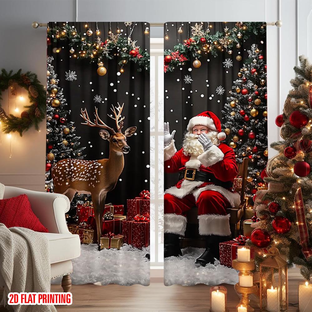 2pcs 2D flat printing Christmas Drapes Christmas 03 Fabric Without Electricity Spring Party & Holiday Decor for room decor