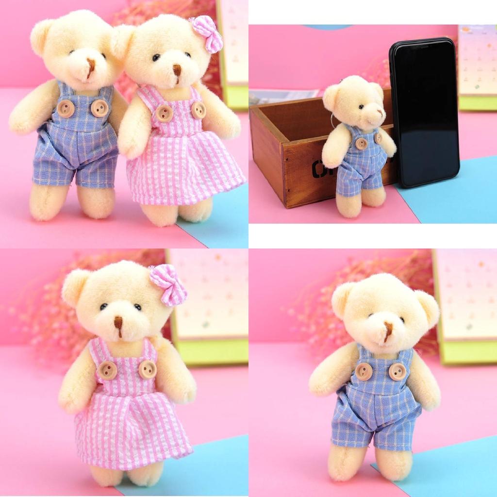 Adorable Soft Plush Teddy Bear Couple Keychain Cake Topper Valentine's Day Gift