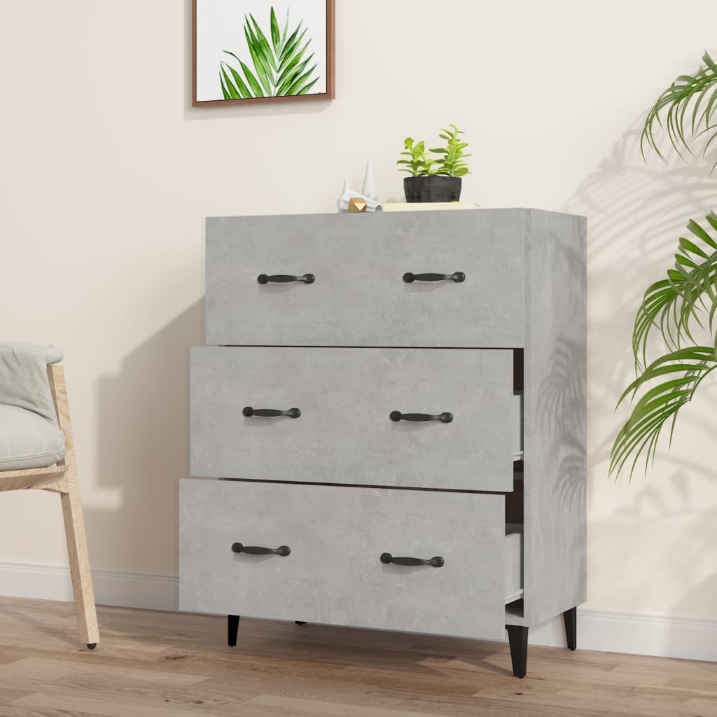 Vidaxl Szafka, Szarość Betonu, 69,5X34X90 Cm, Materiał Drewnopochodny