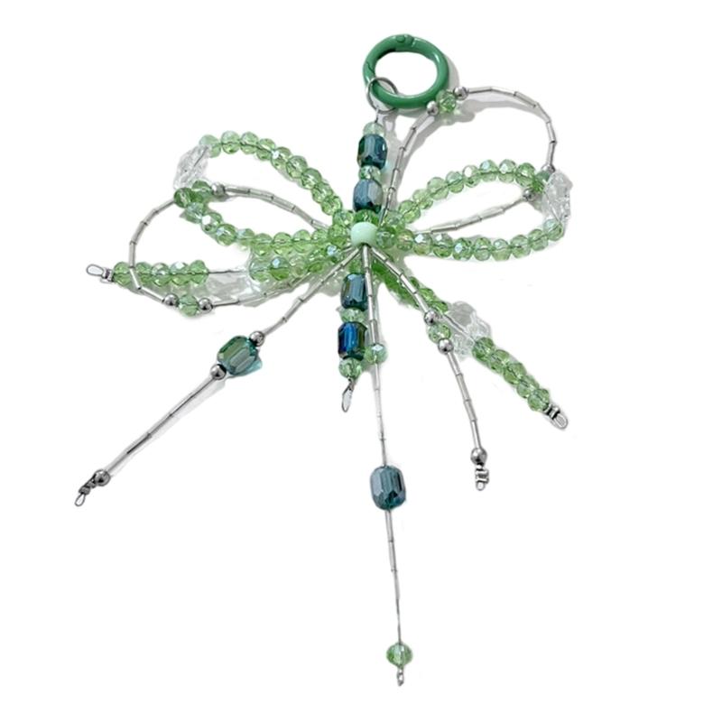 

Beaded 3D Bowknot Charm Keychain Pendant Delicate Backpack Charm Fashion Phone Accessory Suitable for Various Occasion зелёный