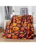 1pc Halloween Theme Flannel Blanket Spider Web Witch Hat Black Bat Pumpkin Print Soft Cozy Throw Blankets perfect Gifts