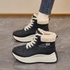 Fleece High-top Women's Shoes 2025 Autumn and Winter New Warm Two-cotton Leather Surface Waterproof Sports Casual Platform Daddy Shoes for Women