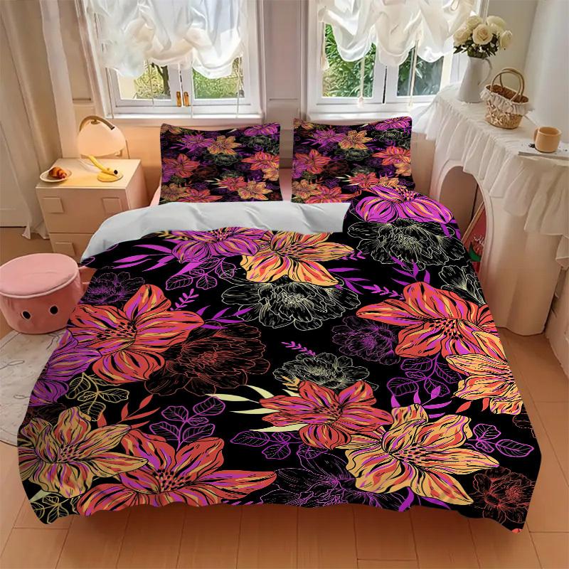 3pcs Floral Pattern Bedding Set, Breathable and Soft, Suitable for All Seasons, Ideal for Home Use, Suitable for Bedroom Decor 21157