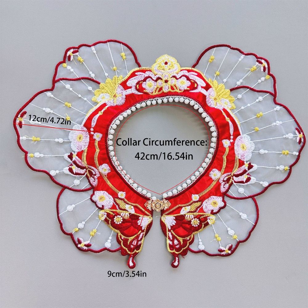 Embroidery Decoration Hanfu Shawl Butterfly Pearl False Floral Yunjian Chinese Traditional Kids Shirt False Collar