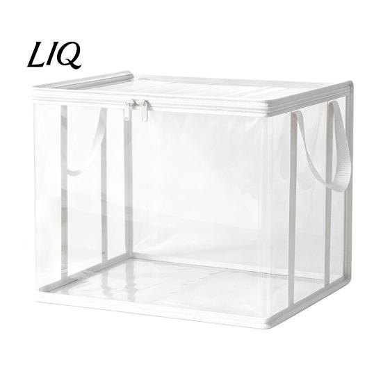 Aufbewahrungstasche für Buch Kleidungstasche, mit Deckel und Griffen, Große Kapazität Staubdicht Verdicktes Verbundmaterial Organizer, Transparenter PVC-Behälter