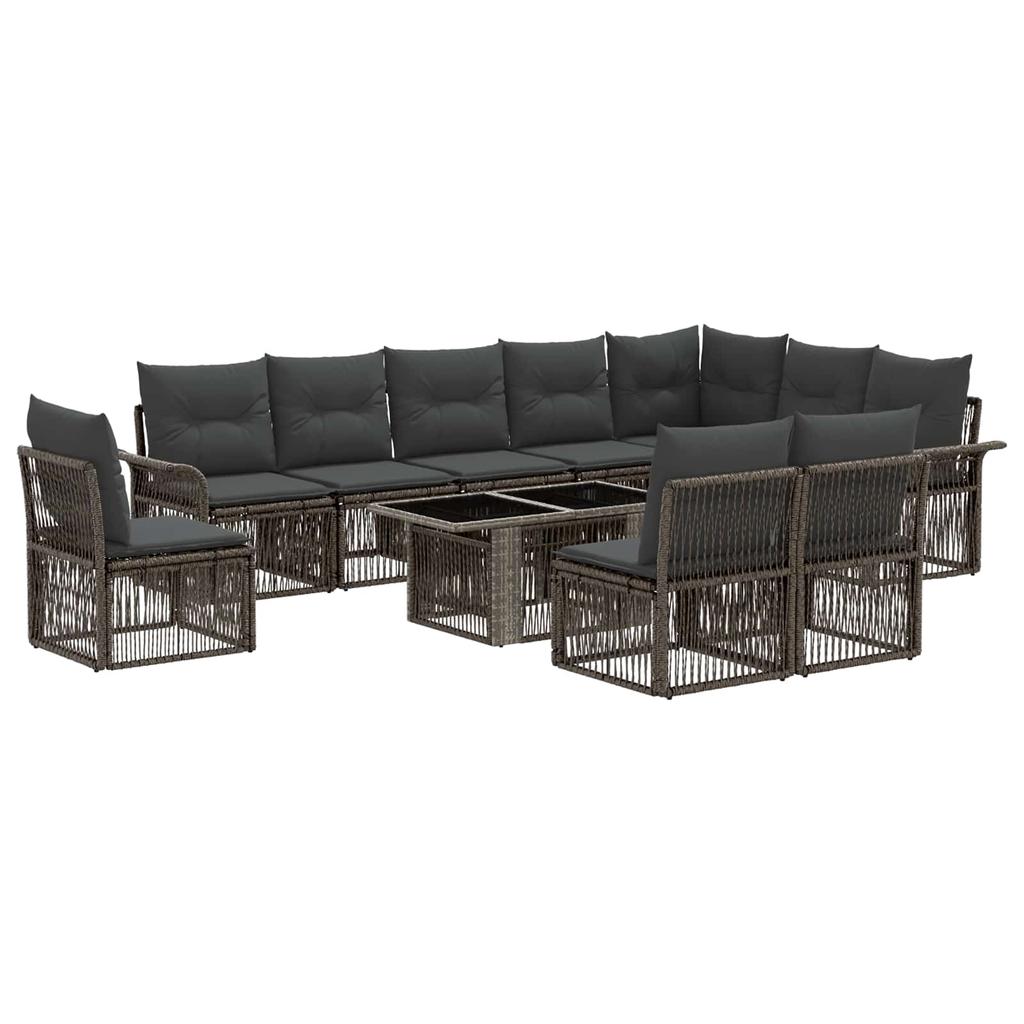 Garden Sofa Set 11 Pieces Gray and Dark Gray Poly Rattan