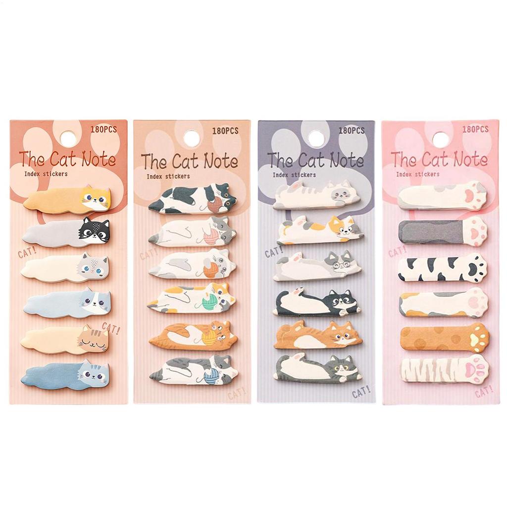 180 Sheets/Pack Cute Cat Index Tabs Self Adhesive Page Markers Waterproof Sticky Notes Classify Files Flags Posted  Stickers