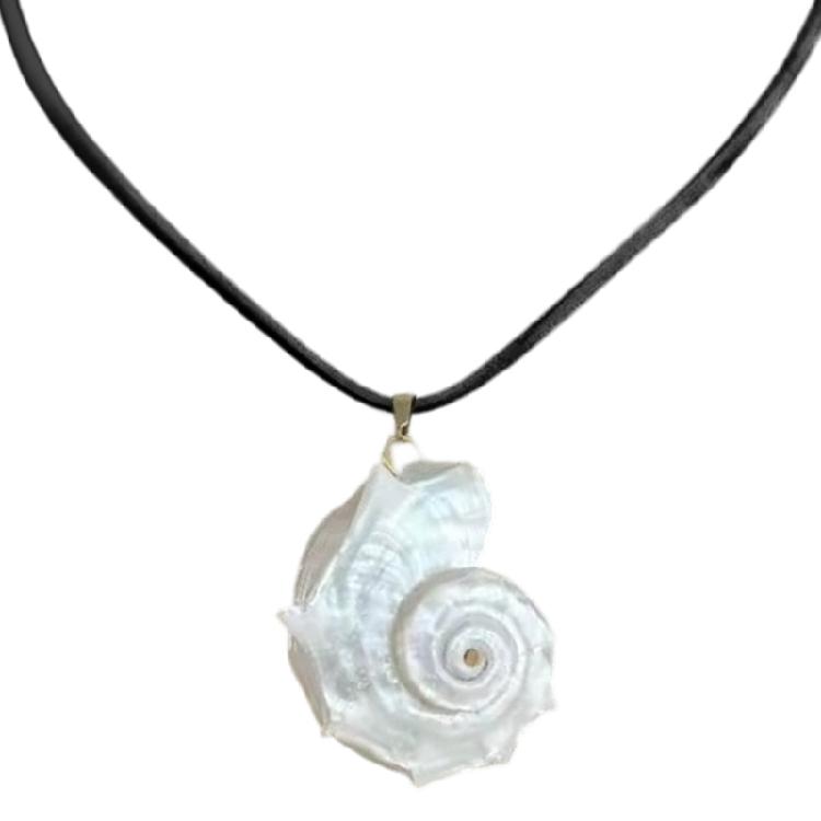 

Unique Handmade Shell/Conch Bead Necklace Adjustable Rope Tie Clavicle Chain Neck Jewelry Lightweight Design Gift
