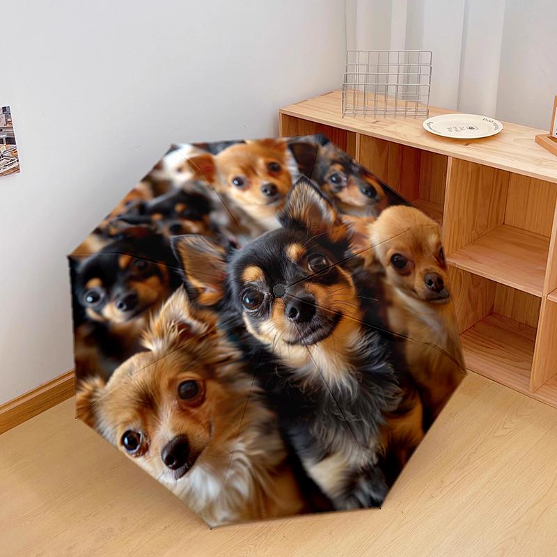 

1 PC Automatic Folding Umbrella - cute dogs Pattern, Portable & Foldable Design with 8 Ribs, Christmas Birthday Gifts