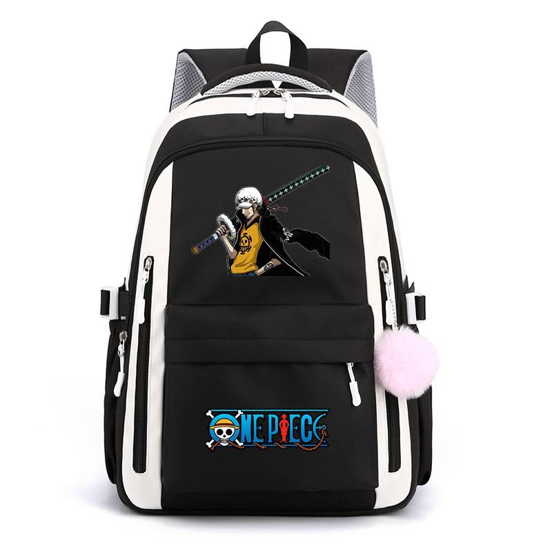 One Piece Anime Super Novice Luffy Printed Canvas School Backpack Teens High Capacity Travel Bag